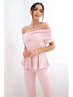 Dámský bavlněný komplet s krátkým rukávem a šortkami žlutý