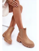Dámské kožené botky se zdobením Bežové model 21633828 - Boto Dámské kožené botky se zdobením Bežové model 21633828 - Boto
