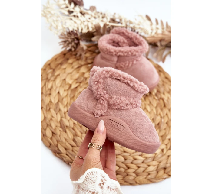 Dětské sněhule na suchý zip růžové model 21645707 - Boto