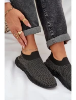 Wsuwane Buty Sportowe Damskie Ze Zdobieniem D&A TW121 Czarne Wsuwane Buty Sportowe Damskie Ze Zdobieniem D&A TW121 Czarne