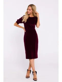 M827 Zamatové plášťové šaty - bordové