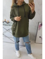 Zateplená mikina se zapínáním na druky khaki