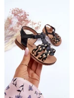 Dětské sandály na suchý zip s pruhy Černá model 21621461 - Boto