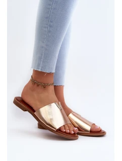 Dámské sandály z ekokože na ploché podrážce zlaté model 21657860 - EVENTO