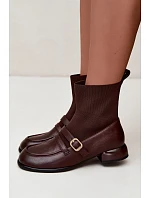 Kožené kotníkové boty s Hnědé model 22368313 - Maciejka Kožené kotníkové boty s Hnědé model 22368313 - Maciejka