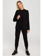 model 17626046 Bunda s kapucí a jedním knoflíkem černá - Moe