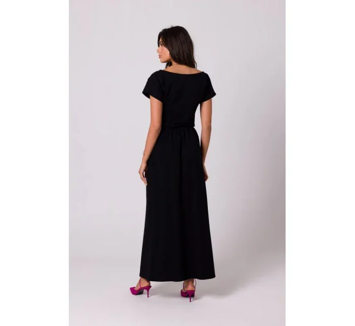 model 18407297 Maxi šaty s elastickým pasem černé - BeWear model 18407297 Maxi šaty s elastickým pasem černé - BeWear