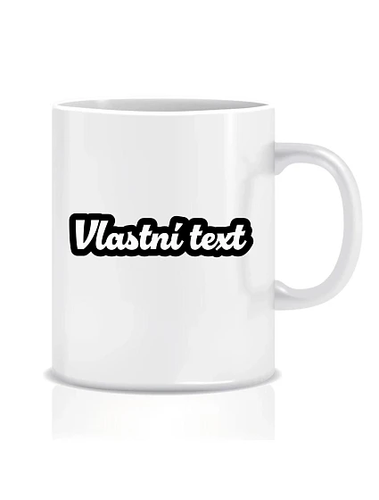 Personalizovaný klasický biely keramický hrnček s objemom 300 ml s vlastným textom v obryse Personalizovaný klasický biely keramický hrnček s objemom 300 ml s vlastným textom v obryse