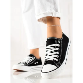 Moderní černé tenisky dámské bez podpatku Moderní černé tenisky dámské bez podpatku