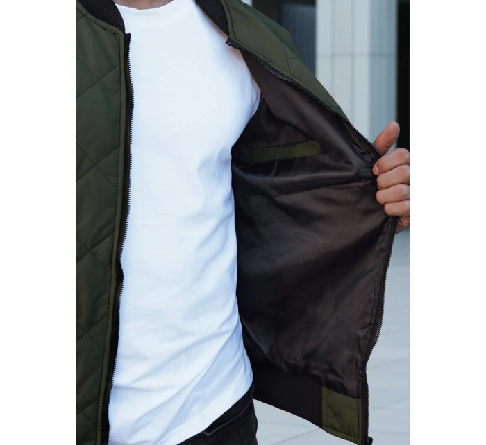 Pánska prešívaná bunda bomber zelená TX2216 Pánska prešívaná bunda bomber zelená TX2216