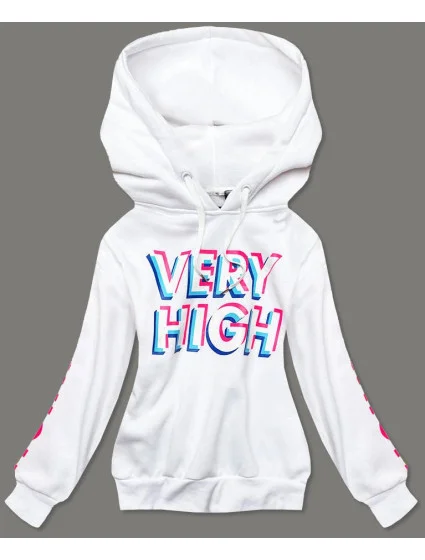 Biela tepláková mikina s potlačou (26012)