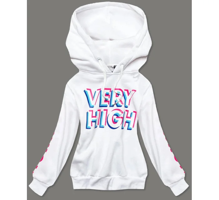 Biela tepláková mikina s potlačou (26012)