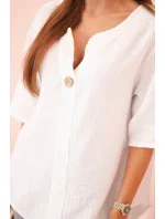 Dámská mušelínová košile s knoflíkem bílý