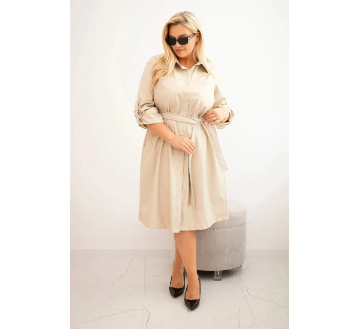 Dámská z Plus Size s páskem a límečkem model 21397679 - K-Fashion