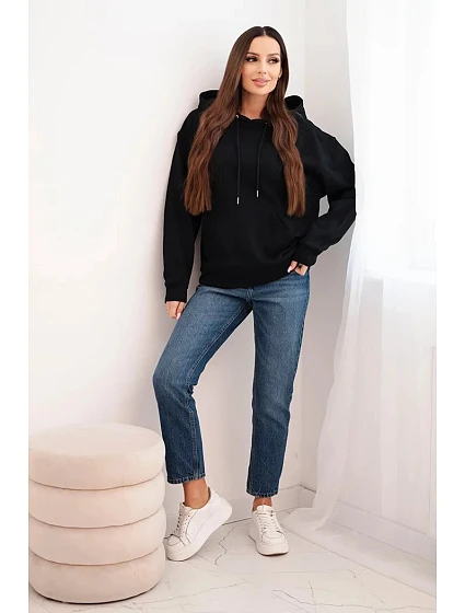 Dámská mikina s kapucí a klokaní kapsou z bavlny černá