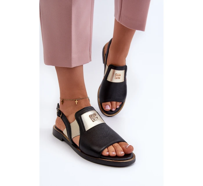 Zazoo 40385 Damskie Skórzane Sandały Czarne