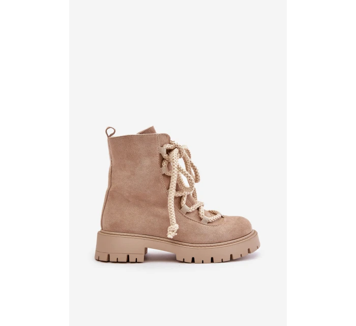 Ocieplane Botki Z Eko Zamszu Na Zamek Jasnobeżowe Caellita Ocieplane Botki Z Eko Zamszu Na Zamek Jasnobeżowe Caellita