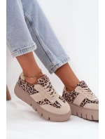 Semišové zateplené dámské tenisky na masivní platformě  béžové model 21707642 - VINCEZA