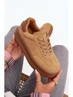 Sneakersy Damskie Na Platformie Big Star SS274762 Camel