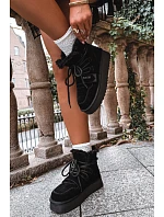 Dámské kožené semišové zimní boty Big Star model 22386347 černé - Big Star Shoes Dámské kožené semišové zimní boty Big Star model 22386347 černé - Big Star Shoes