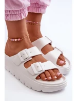 Biele dámske penové papuče Melorea na platforme