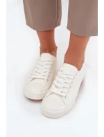 Dámske zateplené nízke tenisky Big Star - biele Dámske zateplené nízke tenisky Big Star - biele