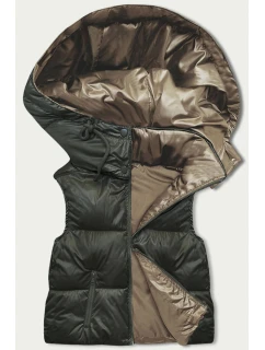 Krátká dámská vesta v khaki s kapucí  model 21903303 - Good looking
