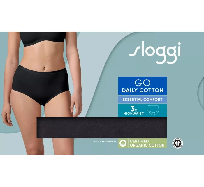 Dámske bavlnené nohavičky s vysokým pásom GO Daily 3P - BLACK - black 0004 - SLOGGI