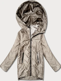 Lekka kurtka damska pikowana z kapturem Goodlookin beżowa (B8588-12)