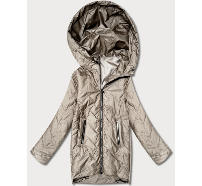 Dámska ľahká prešívaná bunda s kapucňou Goodlookin beige (B8588-12)