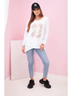 Dámska blúzka s vreckami a ozdobnou potlačou biela Dámska blúzka s vreckami a ozdobnou potlačou biela