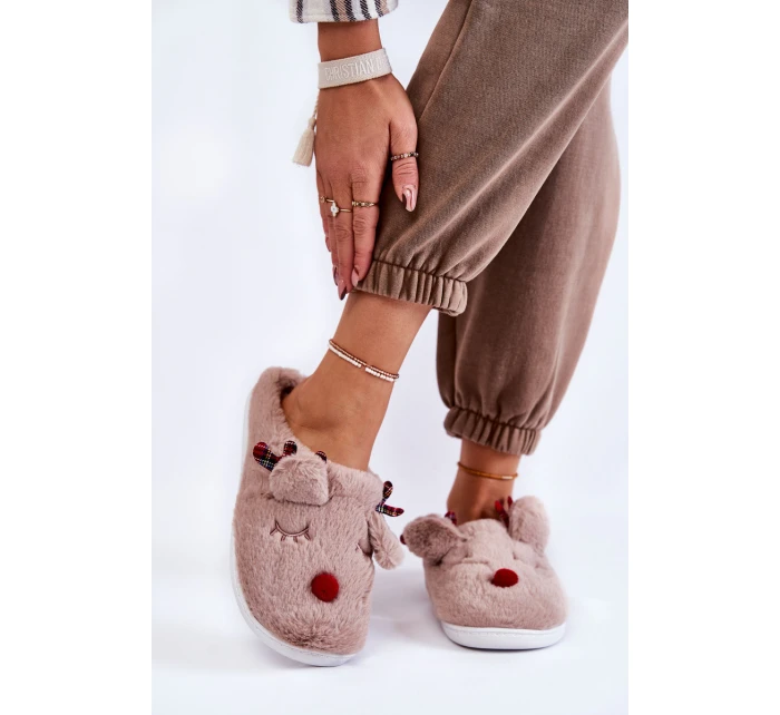 Dámské vánoční kožešinové pantofle se model 21605221 béžovou Claire - Boto