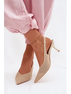Dámské sandály z na podpatku Béžové model 22103173 - Boto