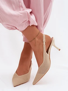 Dámské sandály z na podpatku Béžové model 22103173 - Boto