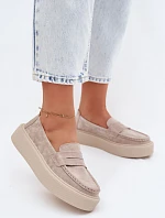 Mokasíny na platforme z prírodného semišu Vinceza Beige