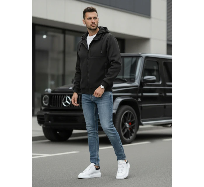 Pánska prechodná bunda s kapucňou čierna FashionStreet TX5016