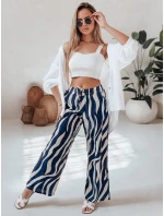 Dámské pruhované kalhoty se širokými nohavicemi námořnická modř a béžová Dstreet model 21987383 - FashionStreet