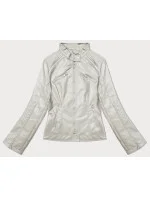 Světle béžová dámská bunda z ekologické kůže se stojáčkem model 19576683 - J.STYLE Světle béžová dámská bunda z ekologické kůže se stojáčkem model 19576683 - J.STYLE