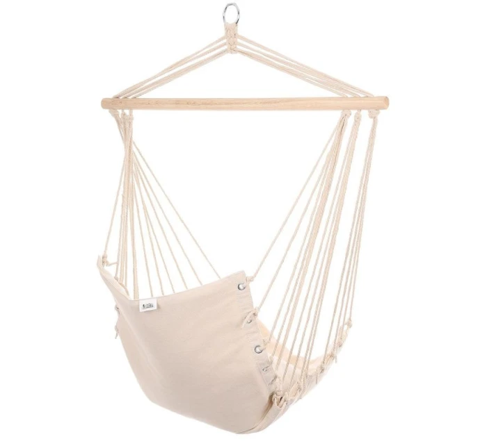 BRAZÍLSKA ZÁVESNÁ SEDACIA SEDAČKA HAMAK 100x50 cm PRÍRODNÉ S PUSHION PUSH WHITE