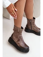 model 21669391 Dámské Kožené Kotníkové Boty Na Platformě Tmavě Béžové - Zazoo model 21669391 Dámské Kožené Kotníkové Boty Na Platformě Tmavě Béžové - Zazoo