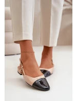 Lakierowane Baleriny Na Niskim Obcasie Z Odkrytą Piętą Beżowe Kairael Lakierowane Baleriny Na Niskim Obcasie Z Odkrytą Piętą Beżowe Kairael