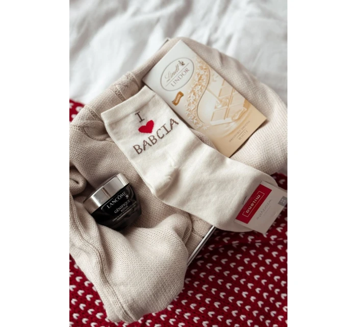 Dámské ponožky S I Love Ecru model 21875895 - Milena Dámské ponožky S I Love Ecru model 21875895 - Milena