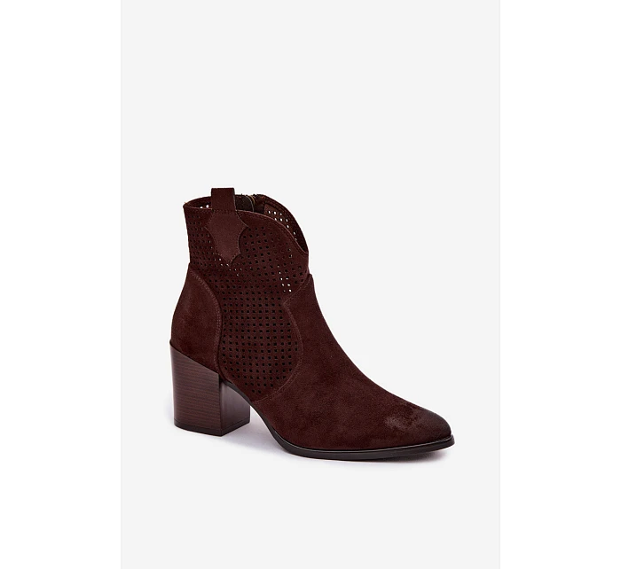 Dámské perforované kotníkové boty Vinceza 58640 Čokoládové