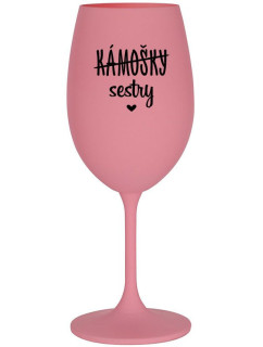 KÁMOŠKY - SESTRY - růžová sklenice na víno 350 ml