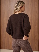 Sweter damski oversize z  czekoladowy model 22546910 - FashionStreet