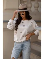 Béžová dámska bavlnená mikina s bodkami (784) Béžová dámska bavlnená mikina s bodkami (784)