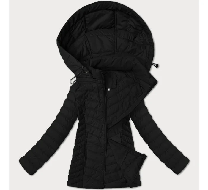 Ľahká čierna dámska bunda s odnímateľnou kapucňou J Style (16M9230-392)