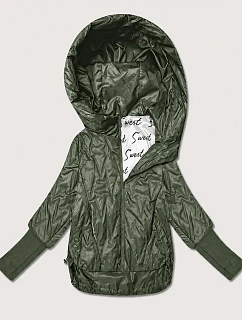 Dámska tenká bunda s pletenými manžetami Goodlookin v khaki farbe (B8575/B6099-11)