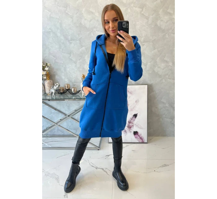 Chrpová dlhá mikina s kapucňou