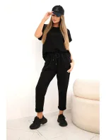 Súprava bavlnená blúzka + nohavice čierna